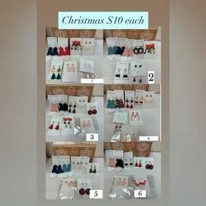 Festive Kids Earrings Set - Red, Green, Gold